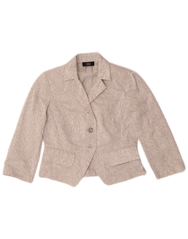 CARLA CARINI Top cardigan crop pentru femei UK 10 Small Gri Animal Print