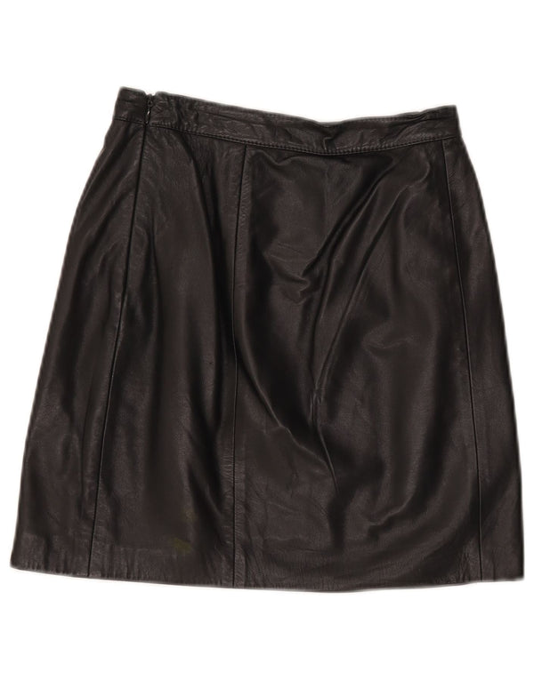 Vintage Womens Mini Leather Skirt W24 XS Black