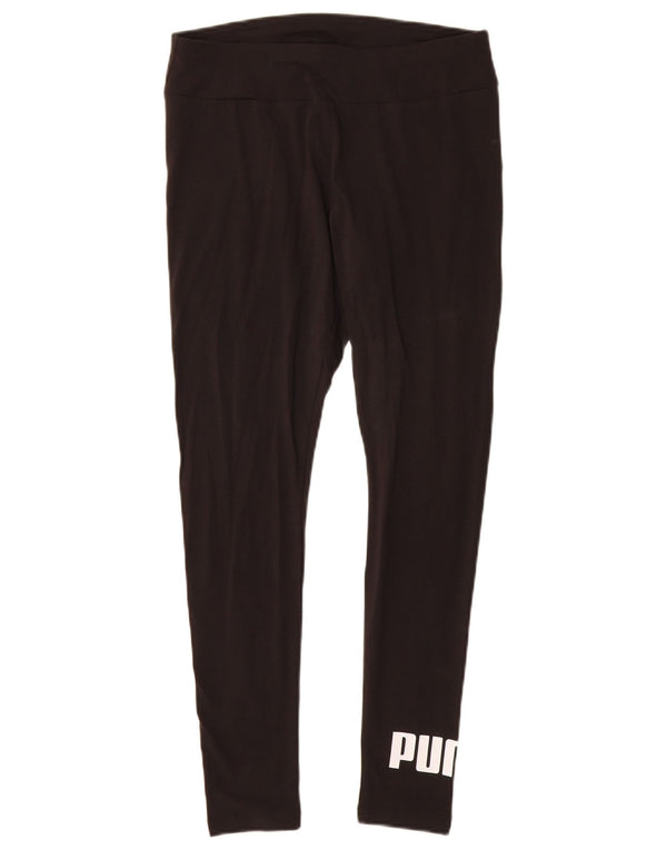PUMA Womens Graphic Leggings UK 12 Medium  Black Cotton