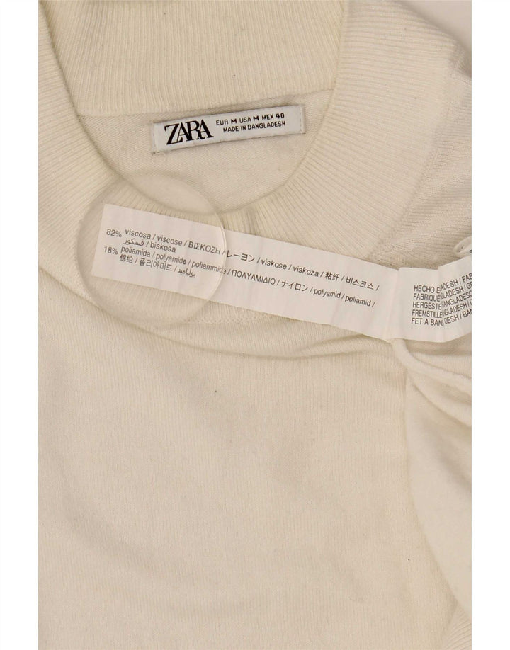 Pulover pentru bărbați Zara, cu decolteu, viscoză, albă medie
