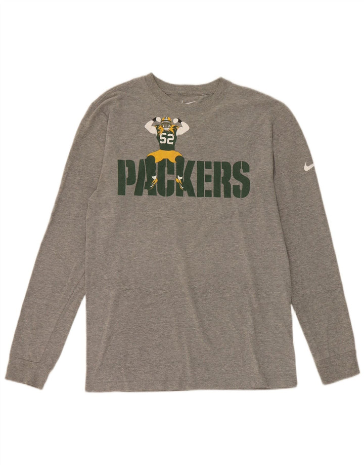 Nike pentru bărbați Packers Graphic Top cu mânecă lungă, bumbac, gri mic