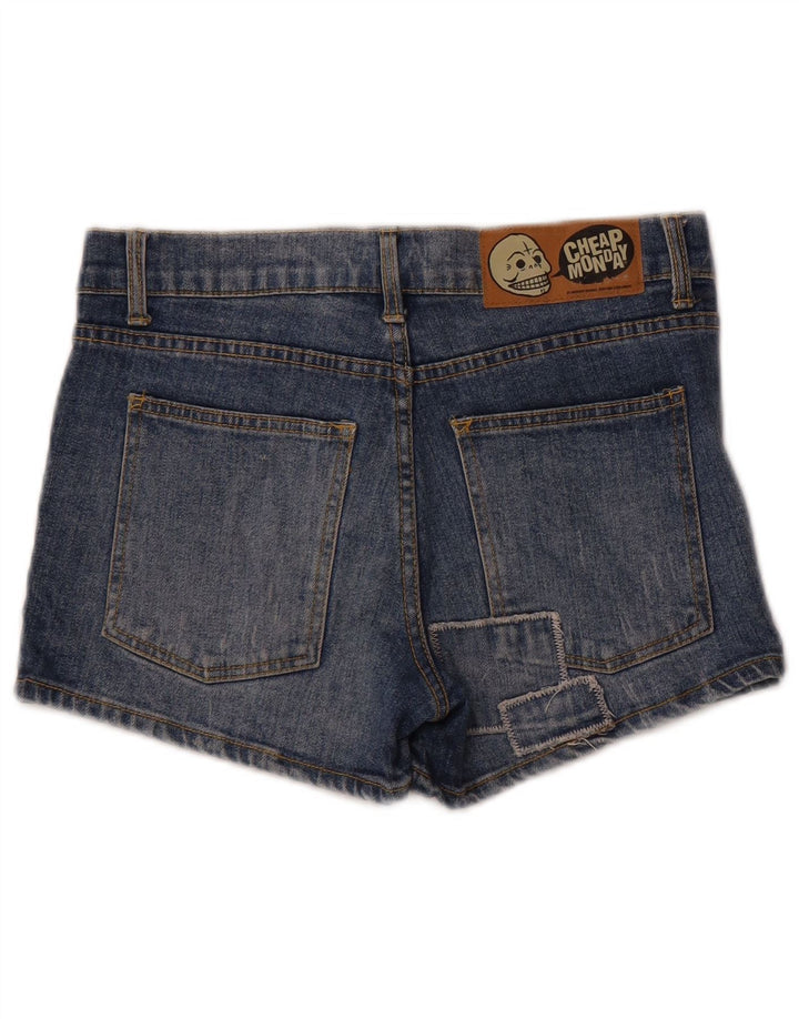 Pantaloni scurti din denim distressed pentru femei ieftini luni W29 Medium Blue Patchwork