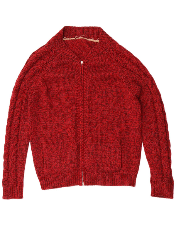 Pulover Cardigan Vintage pentru bărbați, roșu mediu cu pete