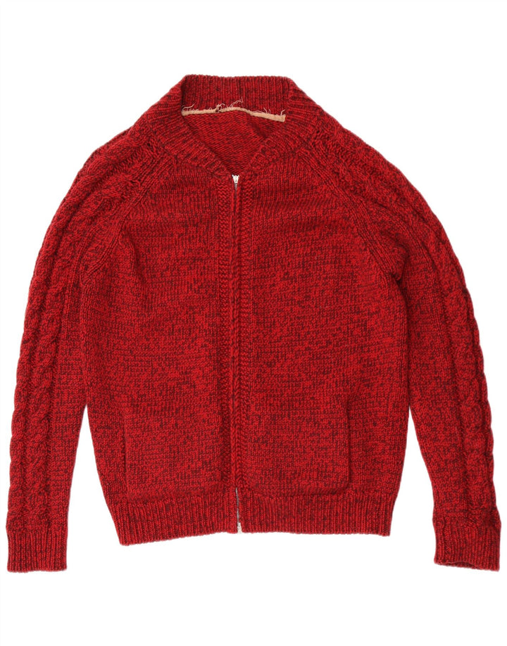 Pulover Cardigan Vintage pentru bărbați, roșu mediu cu pete