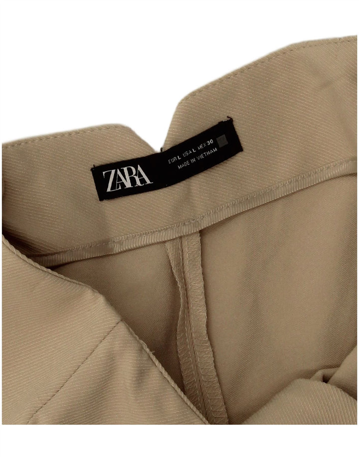 Pantaloni tăiați pentru femei Zara cu picioare largi L32 L25 Bej Poliester