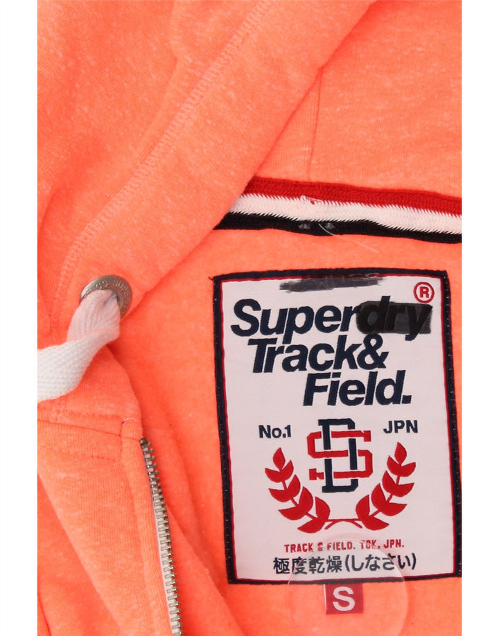 SUPERDRY Pulover cu capota cu fermoar cu grafic pentru femei UK 10 Small Orange Flecked
