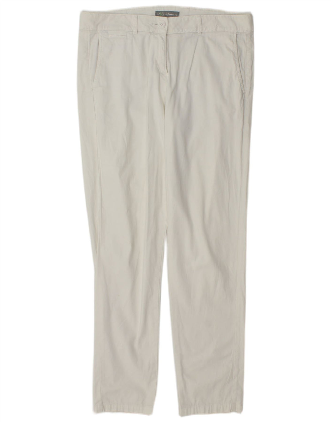 Pantaloni chino subțiri pentru femei Marks & Spencer UK 12 Medium L32 L30 Alb