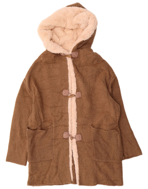 Pulover cardigan cu glugă cu paragate supradimensionat pentru femei ZARA UK 14 maro mediu