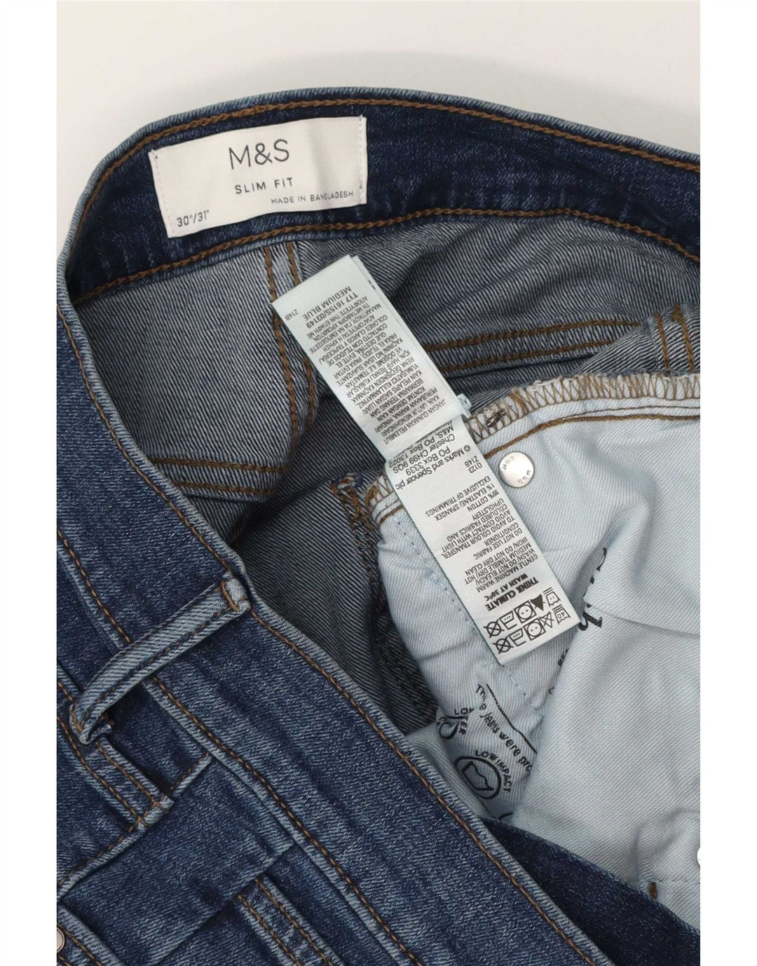 Blugi subțiri pentru bărbați Marks & Spencer W30 L31 Bumbac albastru