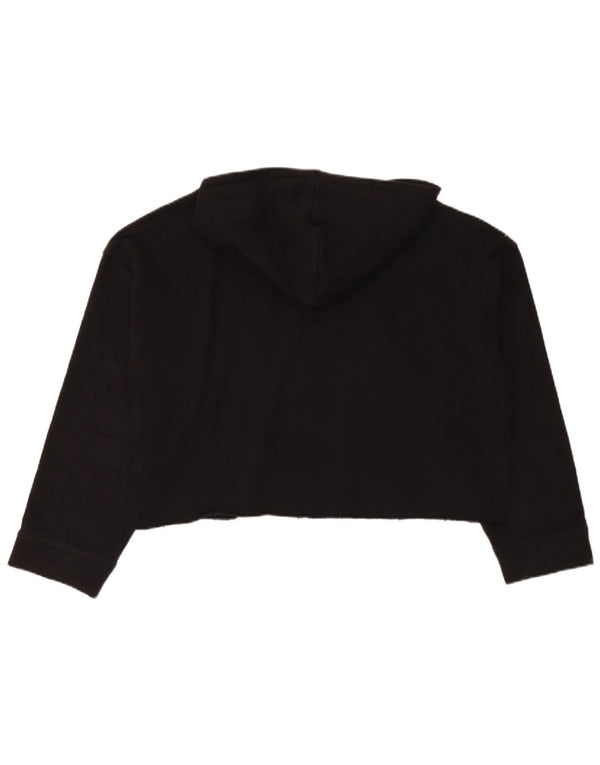 Pulover pentru damă Zara Manhattan Crop Graphic Hoodie UK 14 Bumbac mediu negru