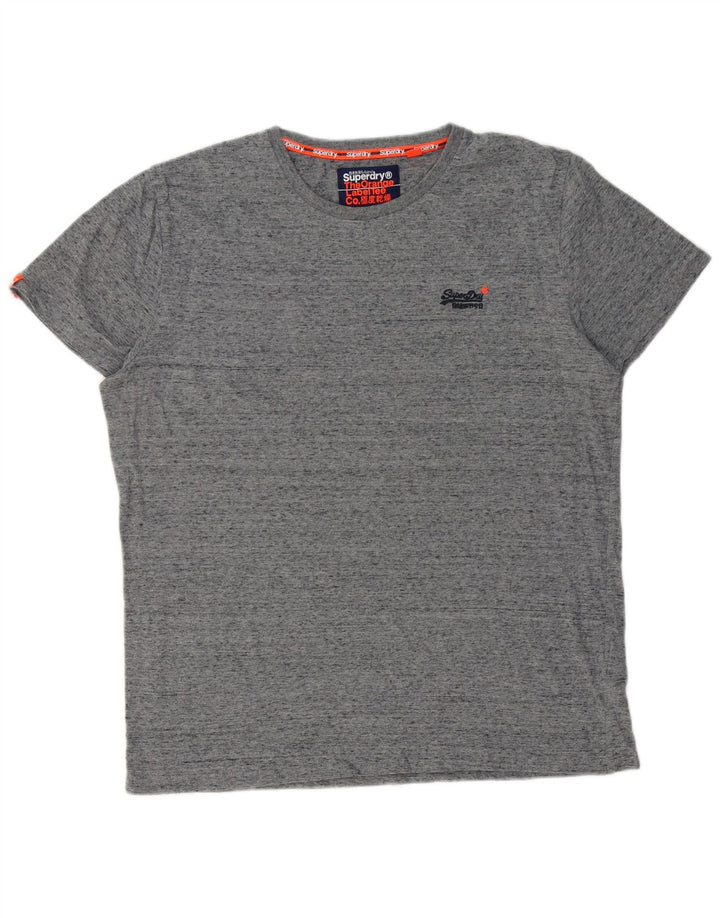 SUPERDRY Tricou Bărbați Top 2XL Gri bumbac cu pete