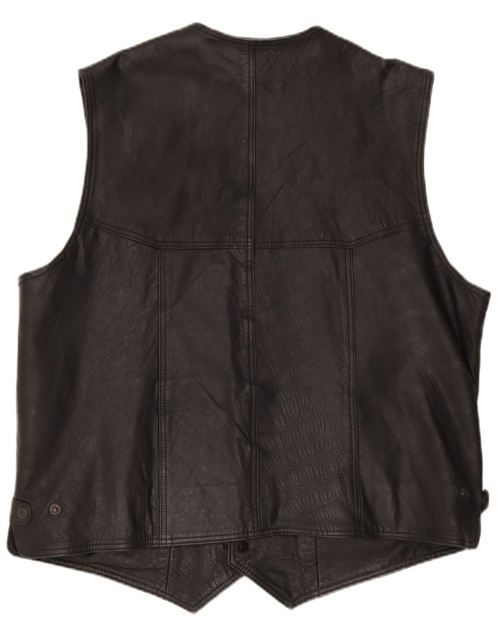 Vestă din piele pentru bărbați VINTAGE 3XL din piele neagră