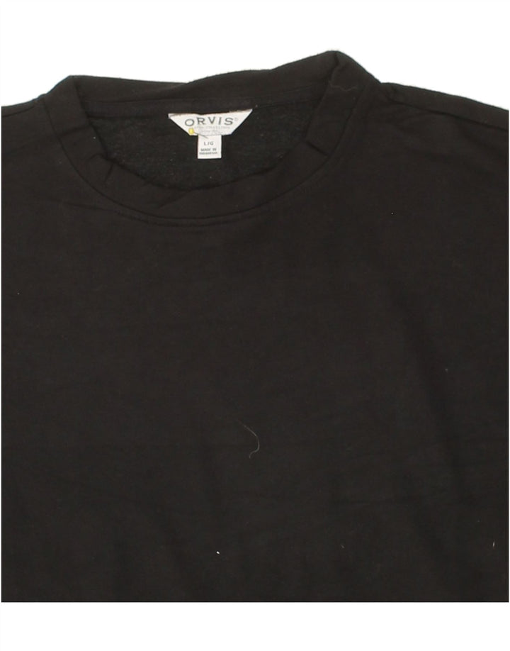 ORVIS Womens Oversized Sweatshirt Jumper UK 16 Large Black Modal Vintage Orvis and Second-Hand Orvis from Messina Hembry 