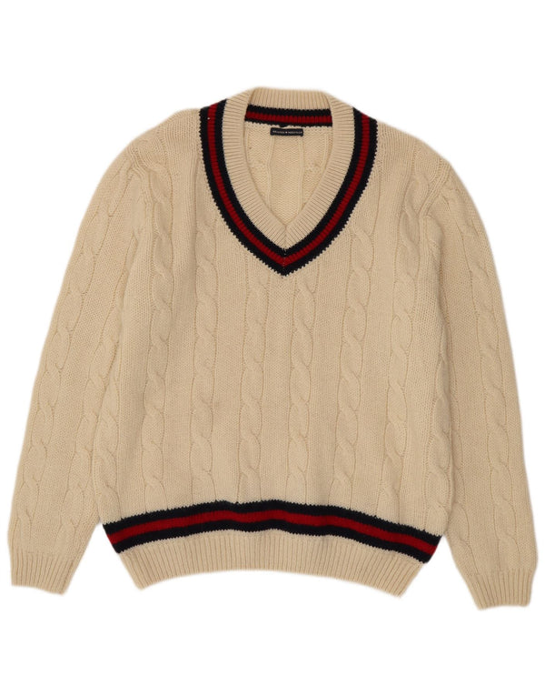 Pulover cu decolteu în V pentru femei Brandy Melville UK 18 XL cu dungi alb