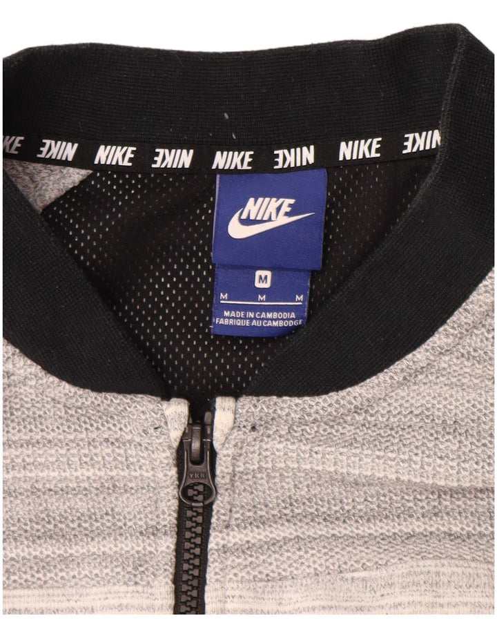 Jachetă de trening pentru bărbați NIKE, bumbac cu dungi, gri mediu