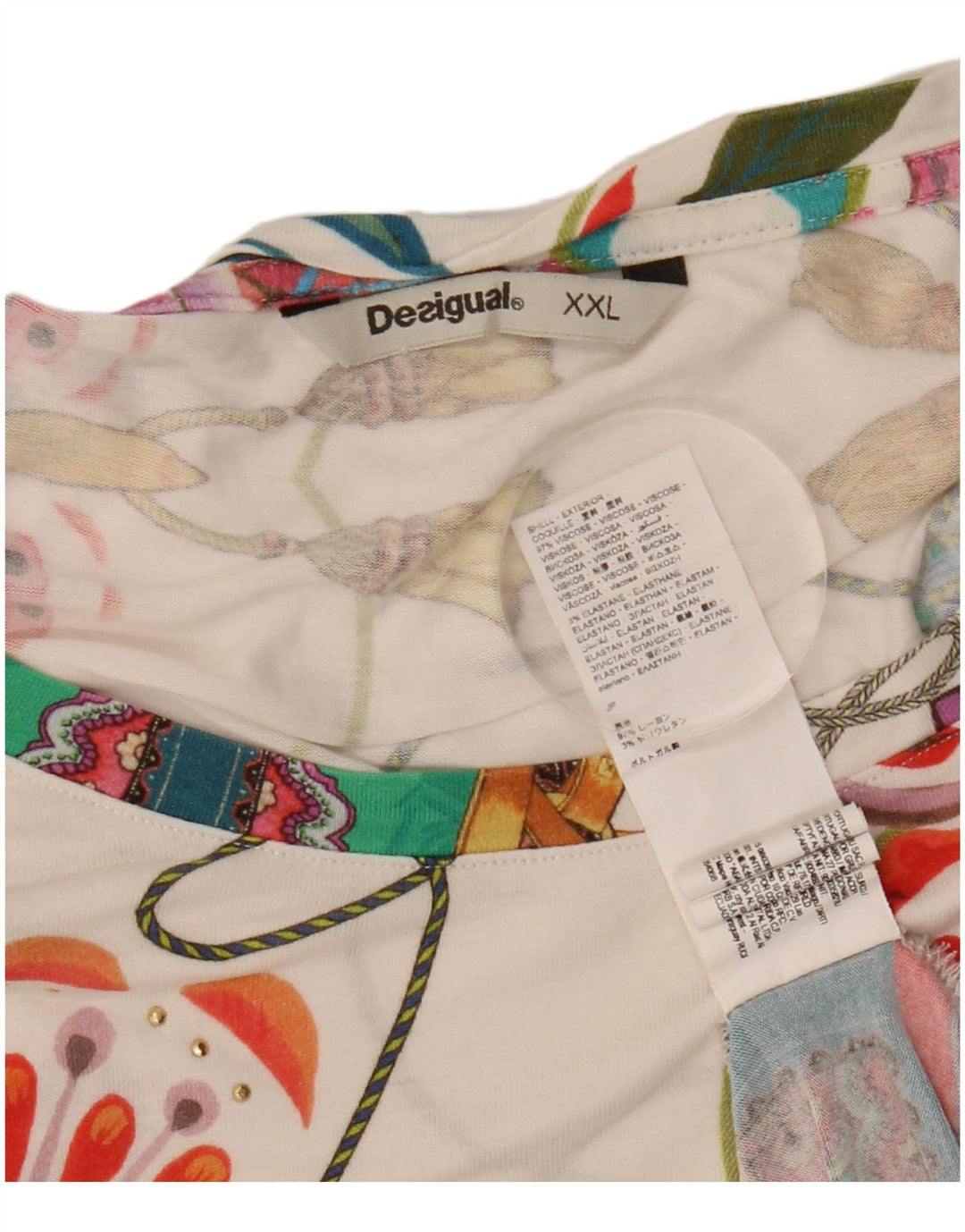DESIGUAL Tricou grafic pentru femei Top UK 20 2XL Multicolor Floral Viscose