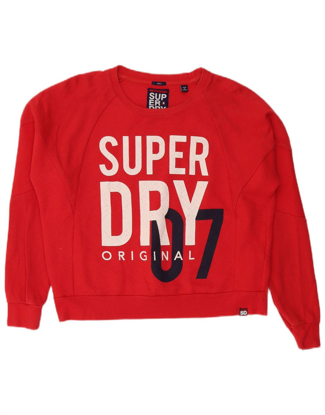 Pulover supradimensionat cu grafic Superdry pentru femei UK 10 Bumbac albastru mic