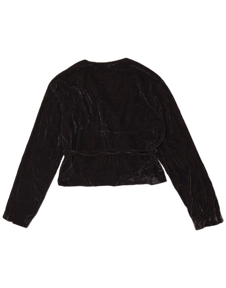Top cardigan din velur pentru femei Zara UK 14 Poliester mediu negru