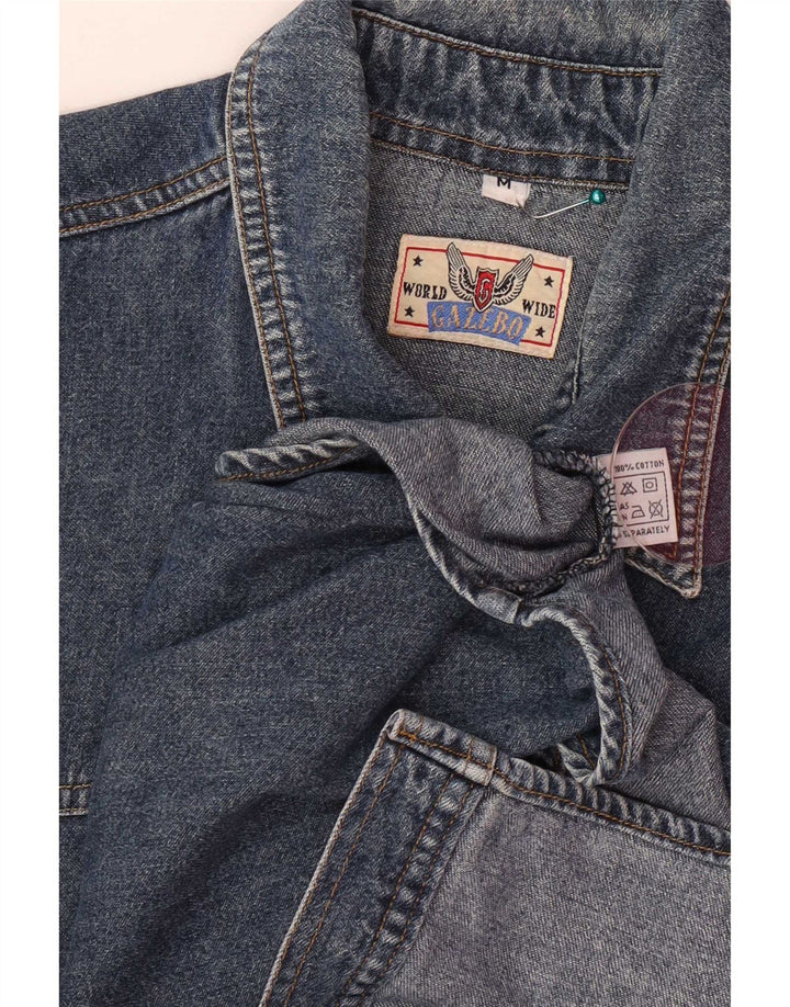 Cămașă de denim vintage pentru bărbați, bumbac mediu albastru bleumarin