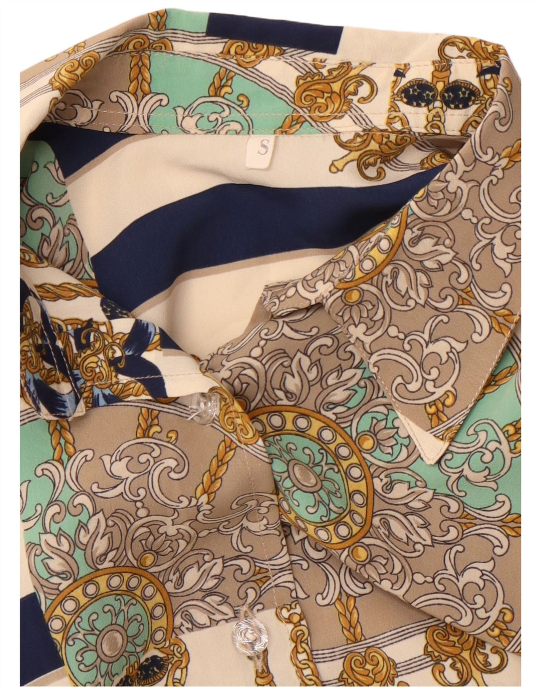 Bluză de cămașă supradimensionată cu model abstract pentru femei UK 10 Bej mic