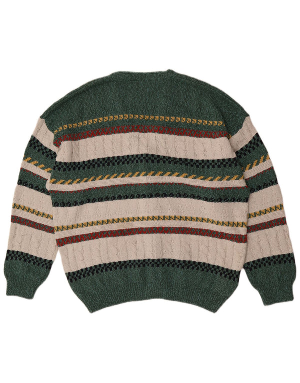 Pulover Cardigan Vintage pentru bărbați IT 52 Bumbac cu dungi verzi mari