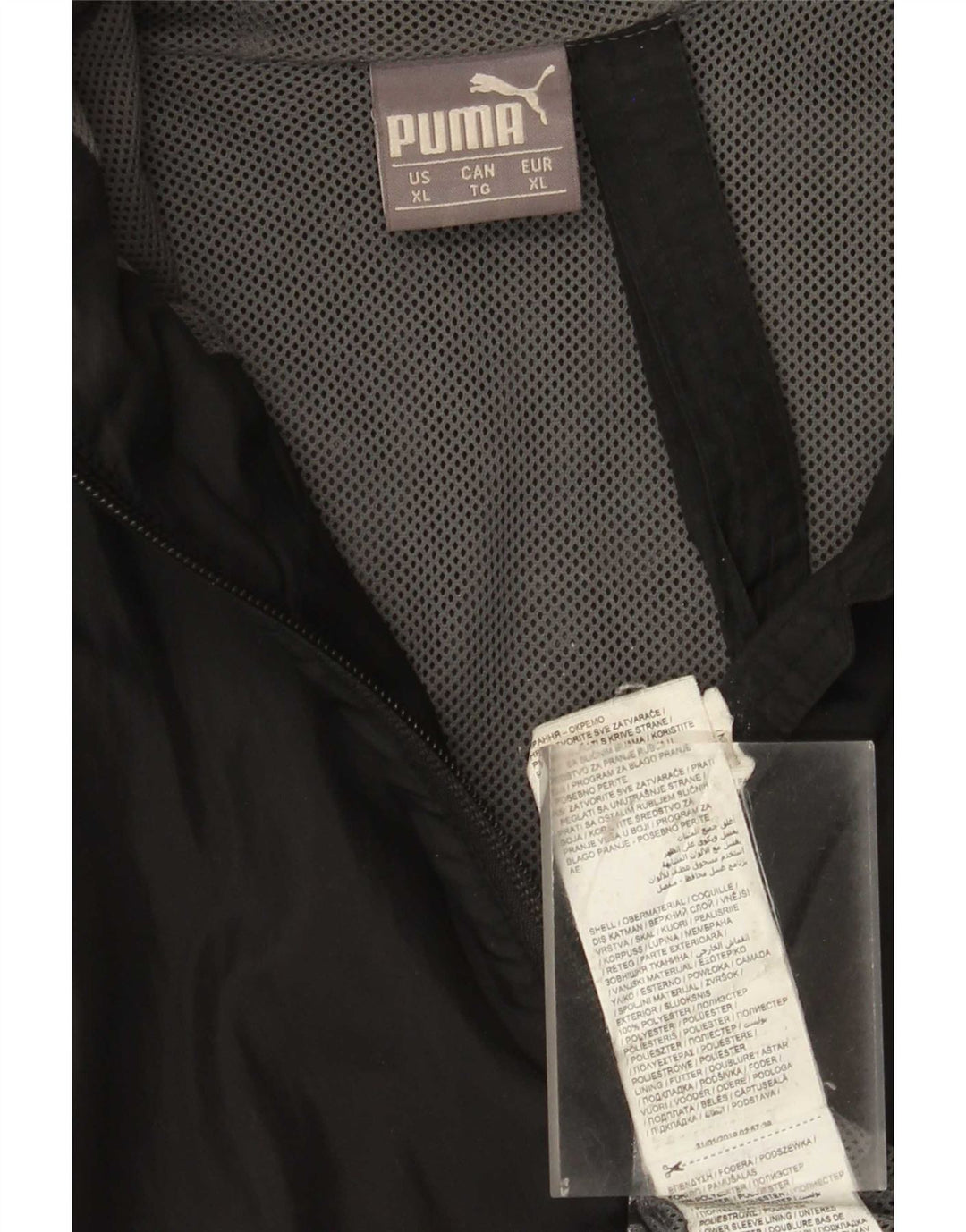 Jachetă de ploaie cu glugă Puma pentru bărbați UK 18 XL, poliester negru