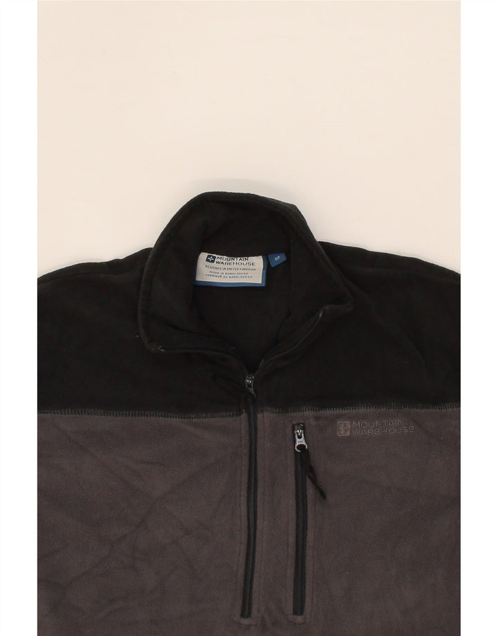 MOUNTAIN WAREHOUSE Mens Zip Neck Fleece Jumper Small Grey Colourblock Vintage Mountain Warehouse and Second-Hand Mountain Warehouse from Messina Hembry 