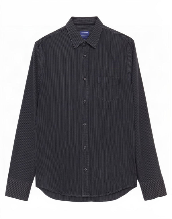Trussardi Jeans Mens Shirt Medium Grey Pinstripe Cotton