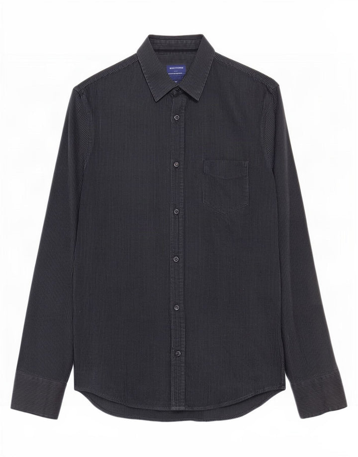 Cămașă Trussardi Jeans pentru bărbați, bumbac cu dungi, gri mediu