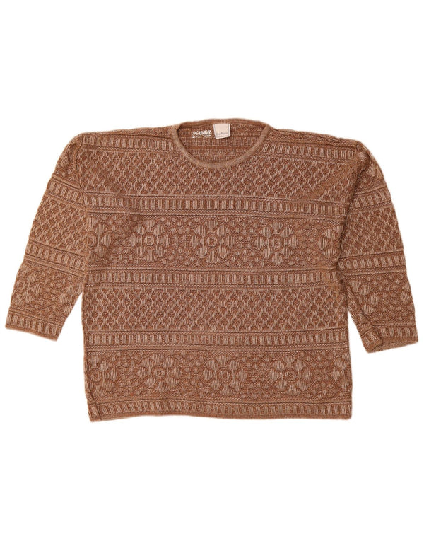 Pulover pentru femei Gira Puccino cu decolteu rotund UK 14 Fair Isle, maro mare
