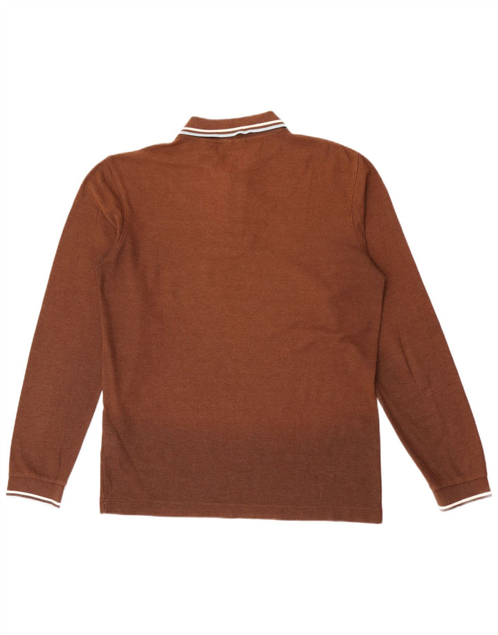 Tricou polo Fila pentru bărbați cu mânecă lungă, bumbac maro mediu