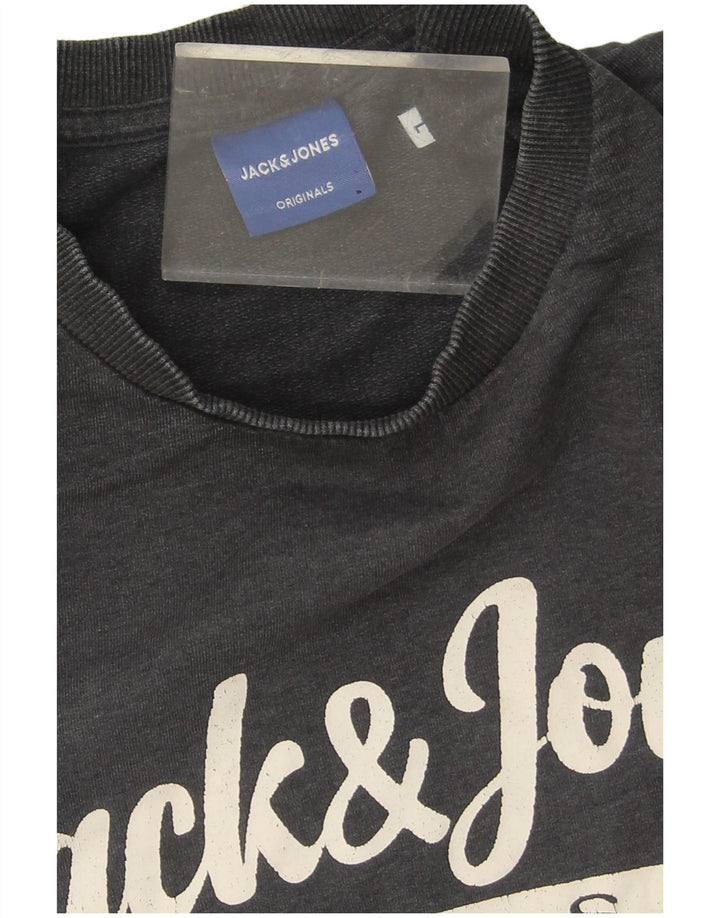 Pulover cu grafic pentru bărbați Jack & Jones Pulover mare din bumbac gri