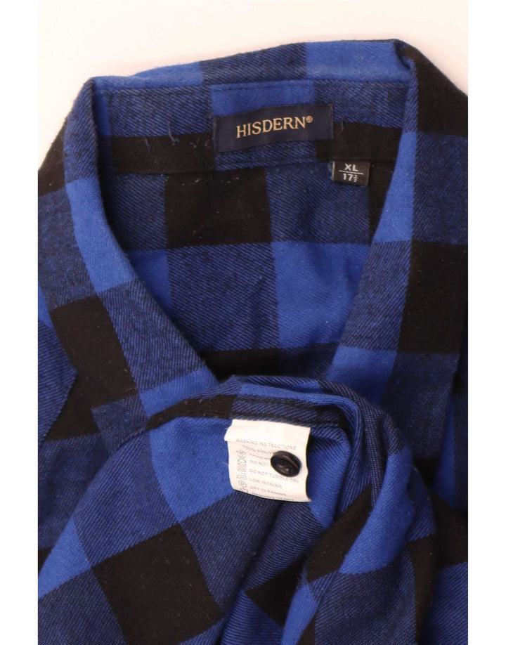 Cămașă de flanel pentru bărbați Hisdern Mărimea 17 1/2 XL Poliester vichy albastru