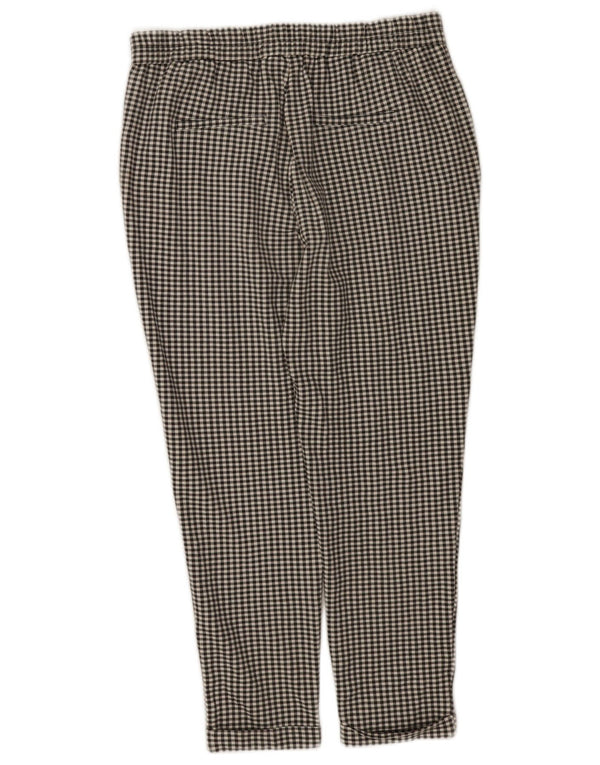 Pantaloni tăiați Benetton pentru femei cu talie înaltă, medie L28 L24, negru vichy