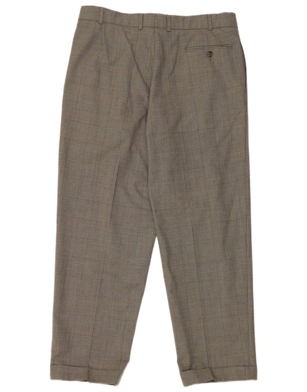 Pantaloni de costum pentru bărbați Marks & Spencer L36 L29 Lână cu carouri gri