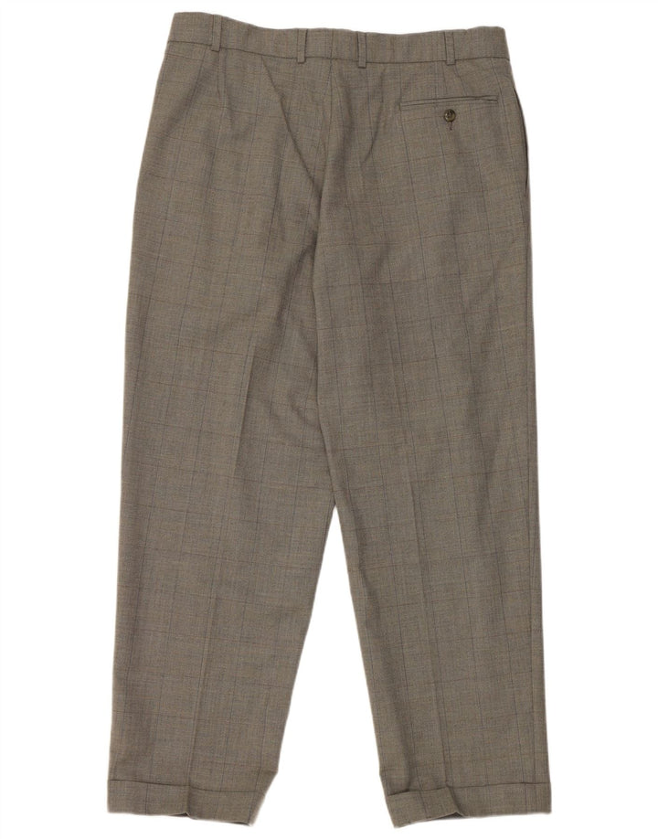 Pantaloni de costum pentru bărbați Marks & Spencer L36 L29 Lână cu carouri gri
