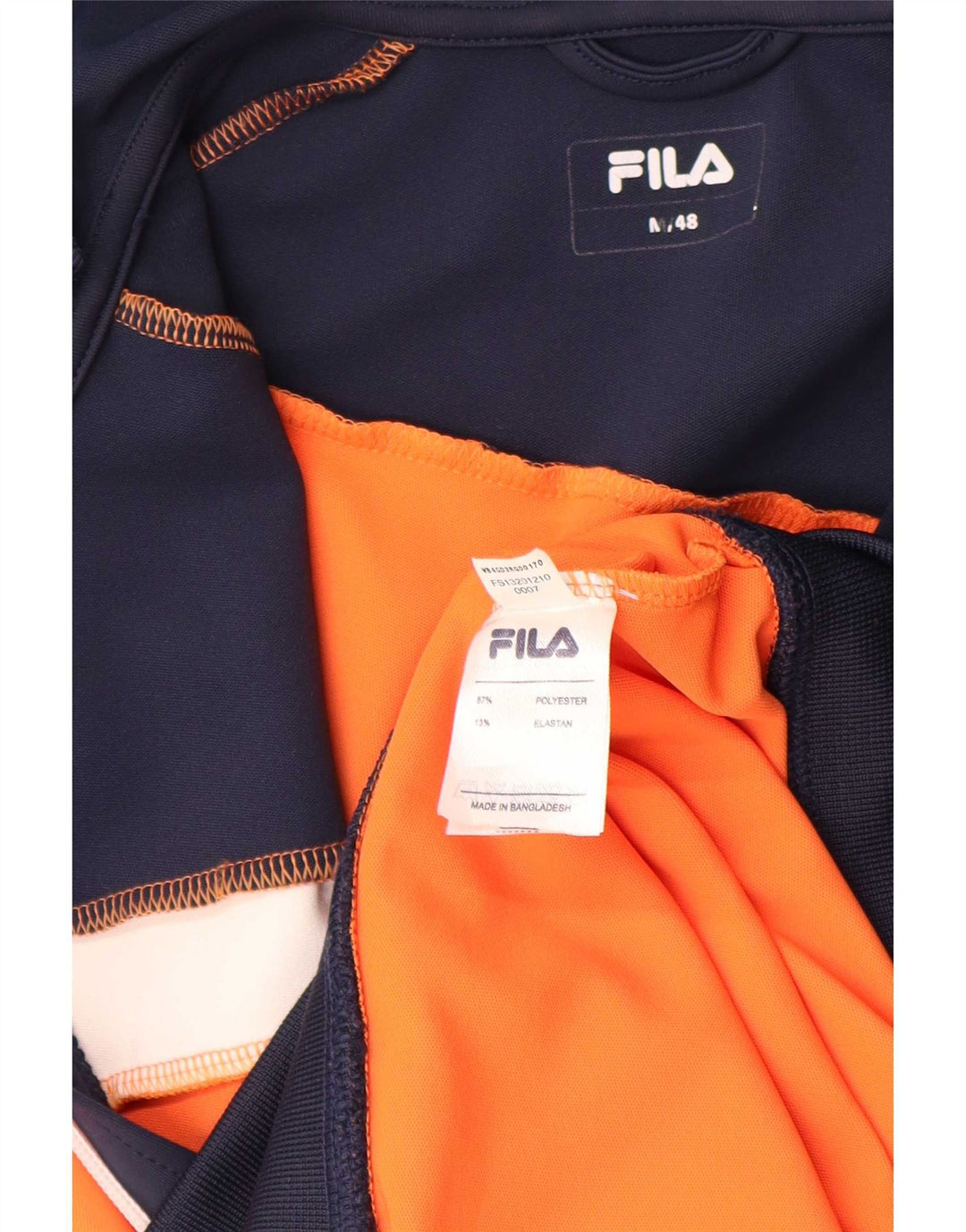 Pulover Fila pentru bărbați, cu fermoar, portocaliu mediu, poliester color bloc