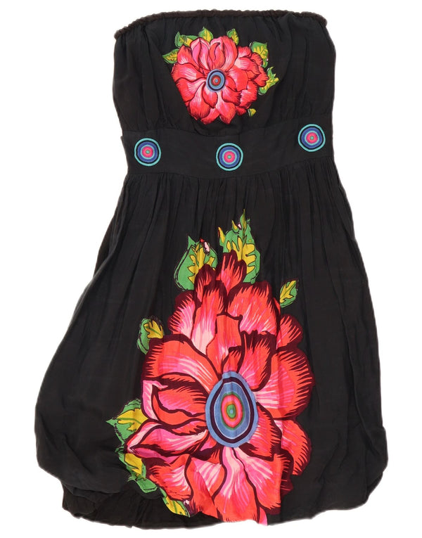 DESIGUAL Rochie Bubble fără bretele pentru femei cu grafică EU 38 Medium Negru Floral