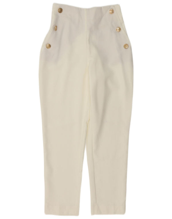 Pantaloni casual conici pentru femei cu talie înaltă Zara XS L24 L27 Poliester alb