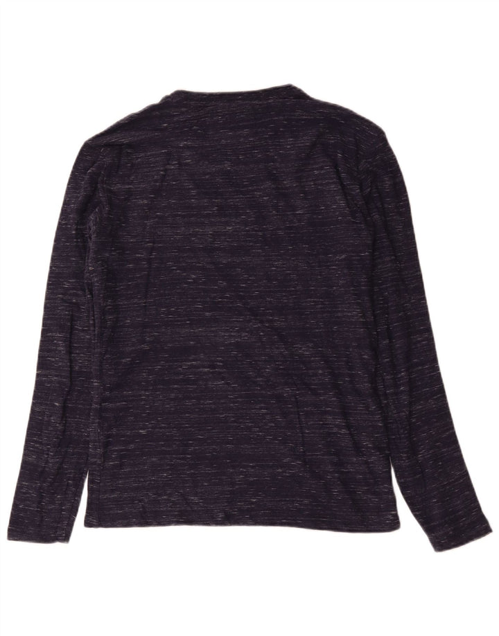 Top pentru bărbați Superdry cu mânecă lungă, mic, albastru marine, bumbac cu pete