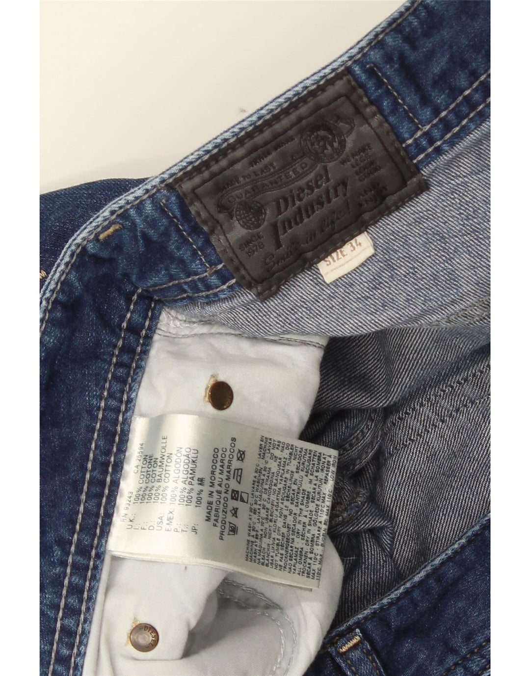Pantaloni scurți din denim învechit pentru femei Diesel W34, bumbac albastru mare