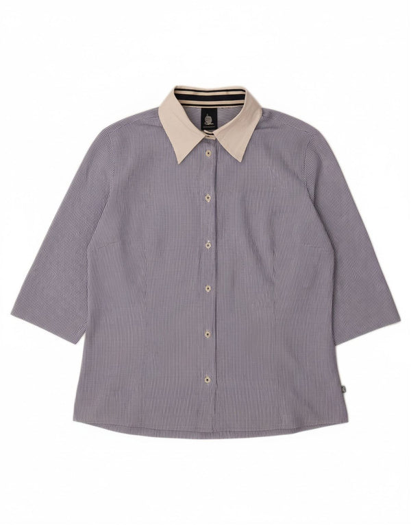 Bluză cămașă cu mâneci 3/4 pentru femei MARINA YACHTING UK 18 XL albastru cu dungi