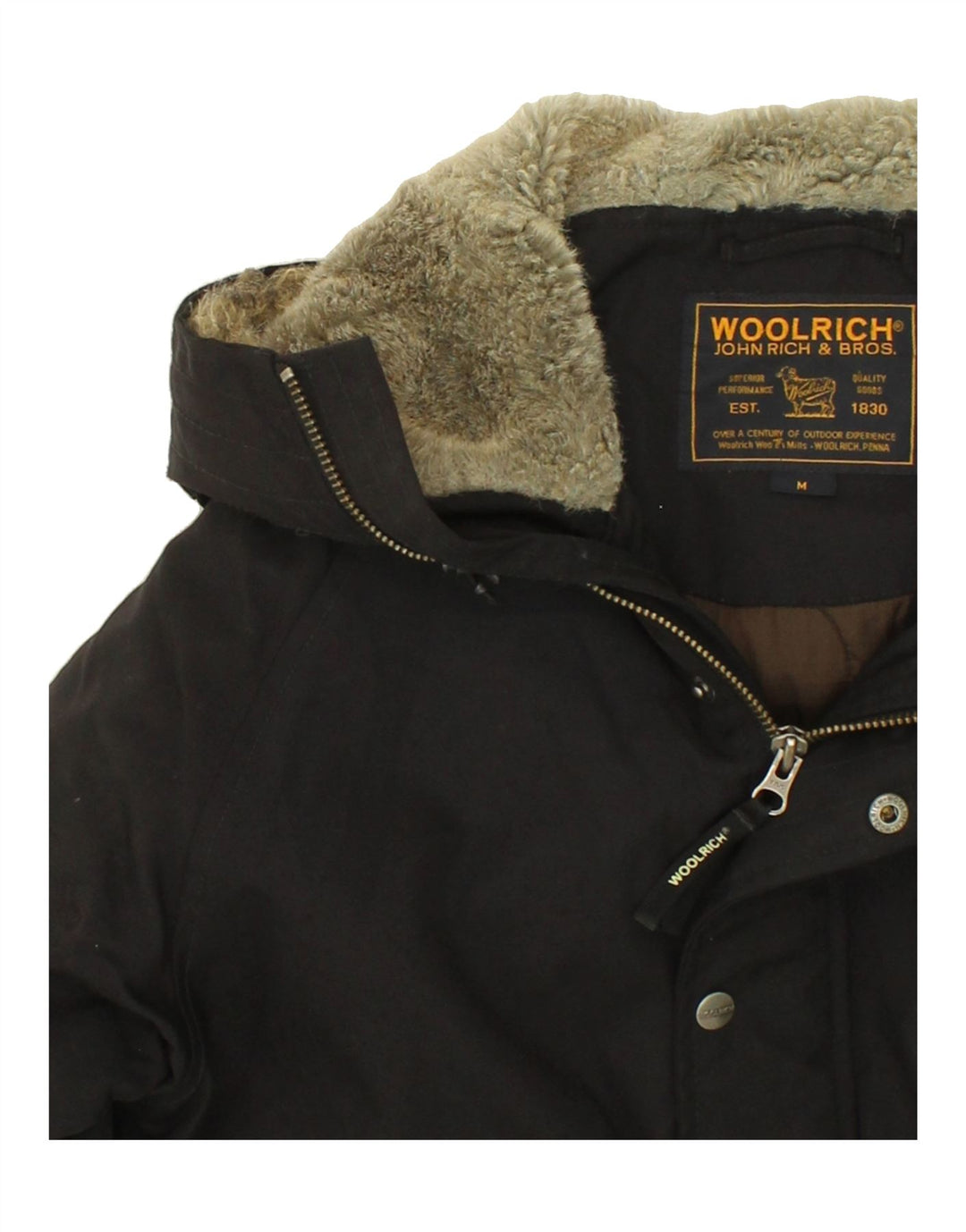 WOOLRICH Jachetă Bomber căptușită cu glugă pentru bărbați UK 38 Nylon mediu negru