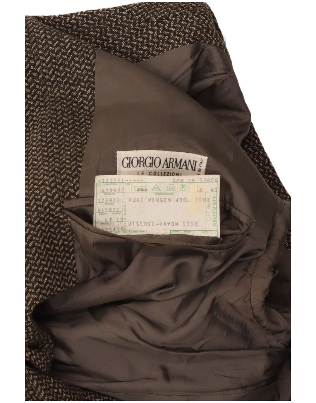 GIORGIO ARMANI Jachetă pentru bărbați cu 3 nasturi IT 52 Large Brown Herringbone