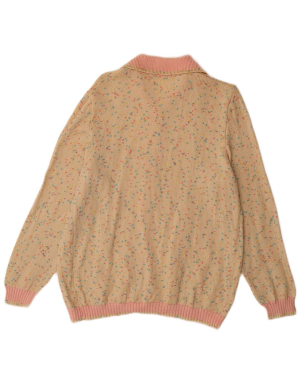 Pulover cardigan pentru femei VINTAGE UK 14 Medium Bej cu pete