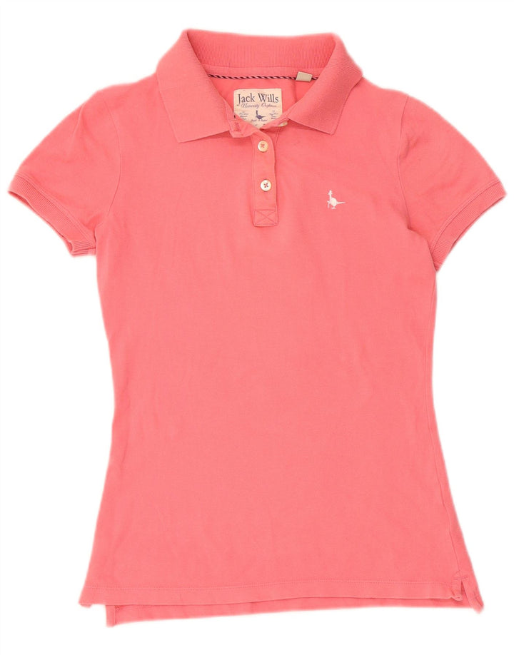 JACK WILLS Tricou polo pentru femei UK 8 mic bumbac roz