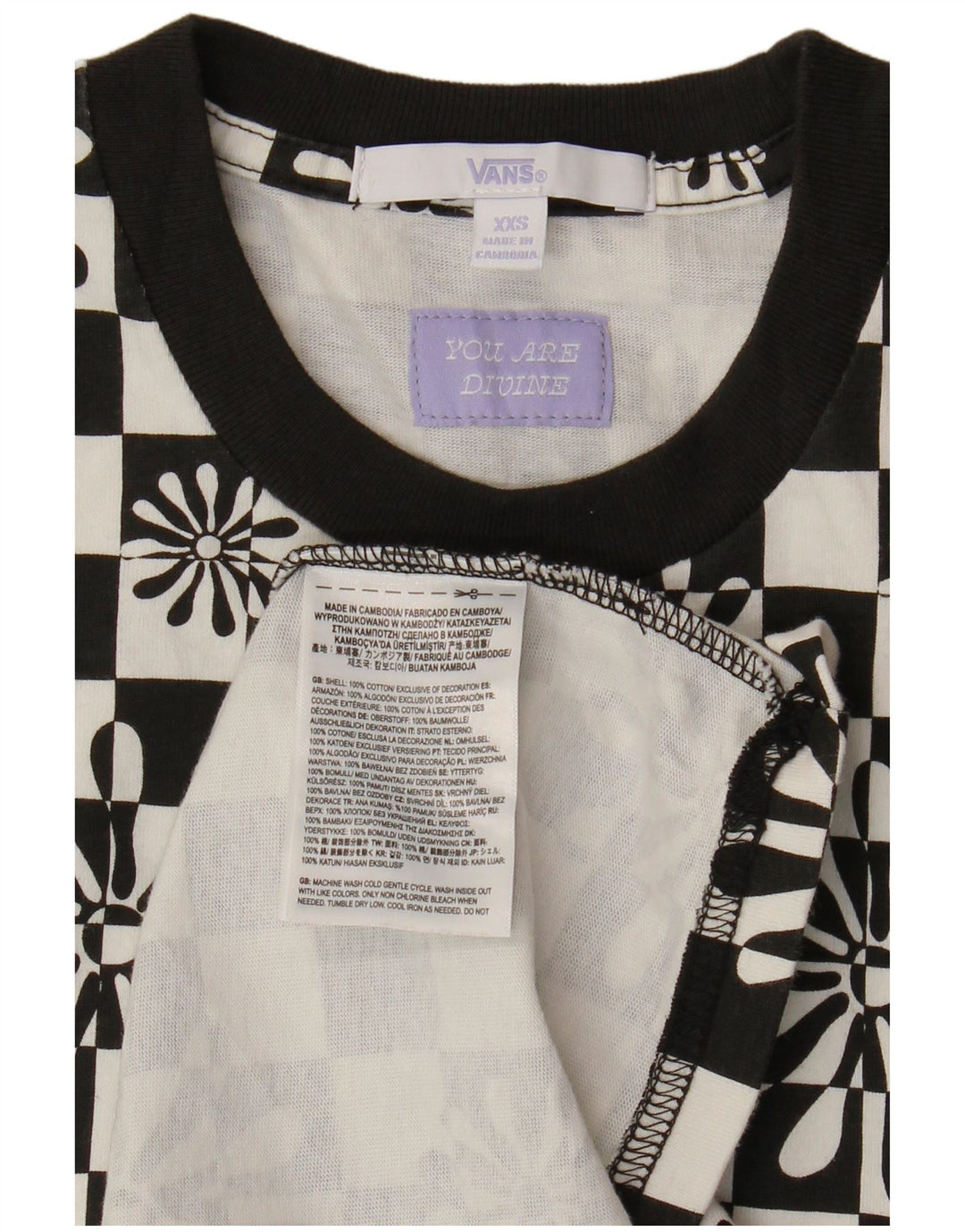 Rochie tricou supradimensionată pentru femei VANS UK 2 2XS Bumbac geometric negru