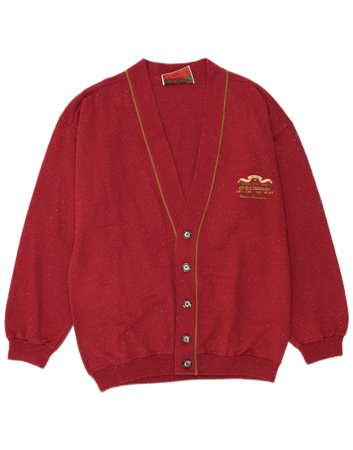 Pulover Cardigan Vintage pentru bărbați, mare, burgundă, pete