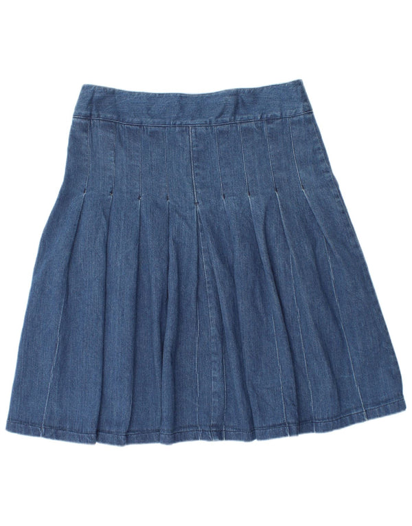 Fusta de blugi plisată pentru femei Laura Ashley UK 10 Small W30 Bumbac albastru