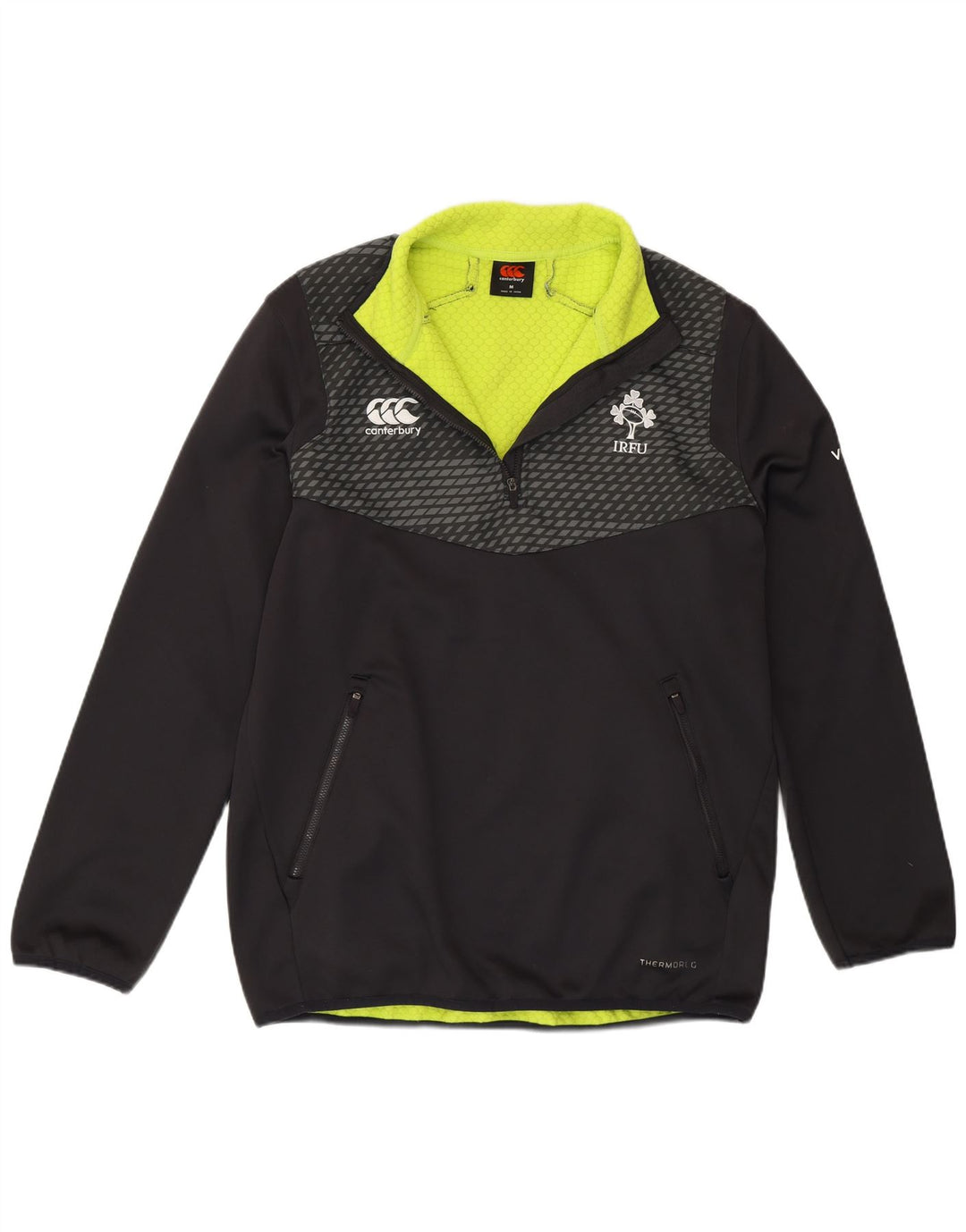 Top de trening pentru bărbați IRFU cu fermoar și gât, poliester mediu negru